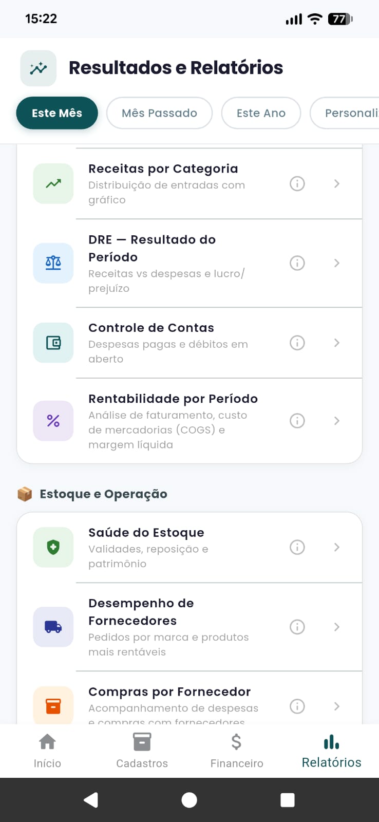 Demonstrativo de Resultado DRE